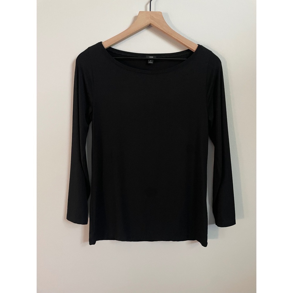 J. Crew 365 Boatneck Bracelet Sleeve Modal Stretch Top, Black, Small